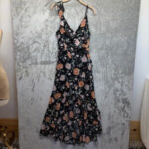 The General Good Floral Wrap Maxi Dress Women’s‎ Size M Whimsigoth Dark Fairy
